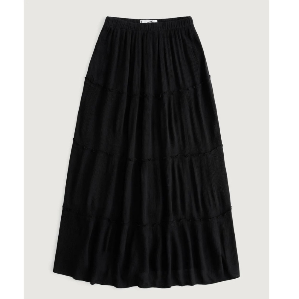 Hollister Black Tiered Ruffle Maxi Skirt, ultra hi-rise. Size Small, like new!